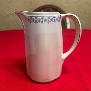 Vintage KPM Porcelain White Purple Flowers & Bows 5-5/8"h Creamer Pitcher
